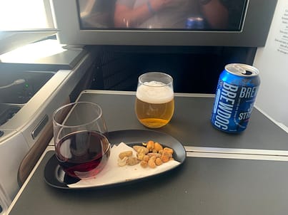 Pre-Dinner drinks and snacks offered in British Airways Club World