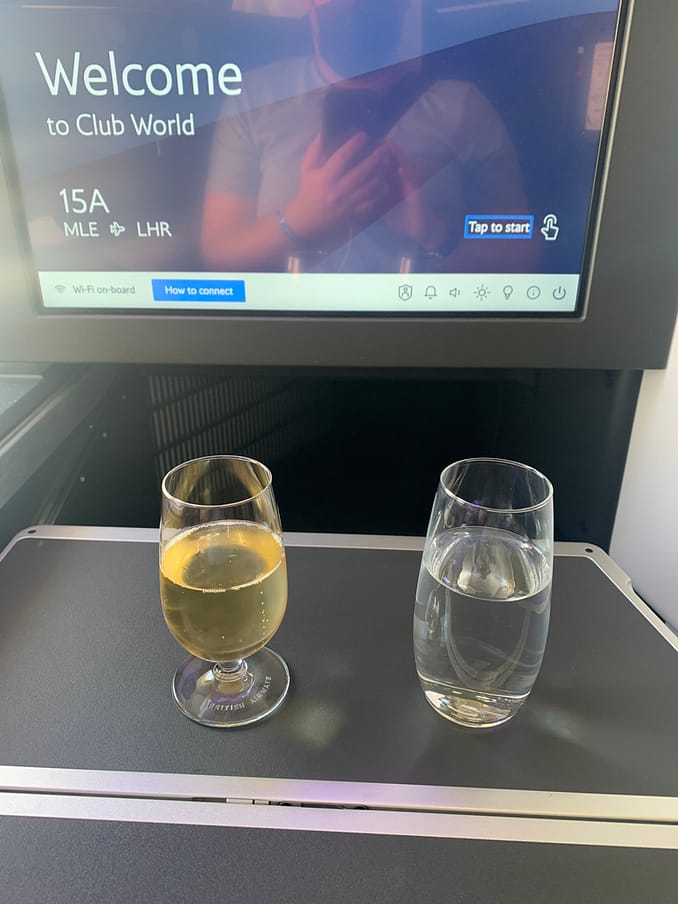 Pre-Departure drinks offered in British Airways Club World